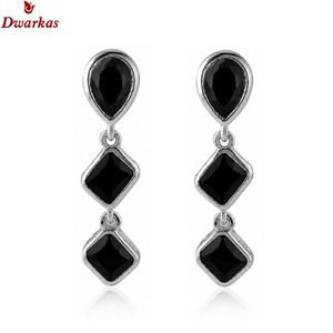 Elegant hot popular wholesale <b>earrings</b> 925 sterling silver <b>black</b> onyx gemstone drop <b>earring</b> exporter manufacturer - Product Image 2