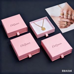 Eco-Friendly Rigid Cardboard Square Pattern Jewelry <b>Box</b> Custom Logo Multi-Color Buckle Closure Necklace Bracelet Ring Packaging - Product Image 4
