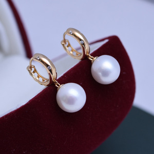 Freshwater 10-11mm <b>White</b> Round <b>Pearl</b> <b>Earrings</b> for Women S925 Silver Full Set Strong Light Fine Flaws Elegant Eardrops Design - Product Image 1