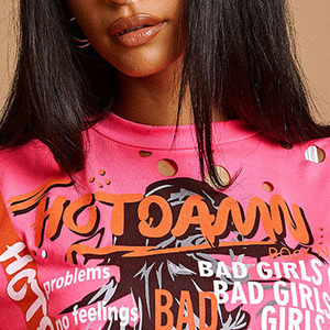 Camiseta Corta Personalizada para Mujer, Informal, de Poliéster/Algodón, con Estampado Gráfico, Manga Corta, Venta al Por Mayor - Product Image 6