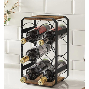 ROYAL HOME COLLECTION WH040 Modern Iron & Wood Handmade Customized Tabletop Wine Holder & Storage Organizer for Home Bar - Product Image 5