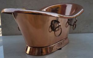 Bañera Independiente de Cobre, Estilo Antiguo Moderno, con Hidromasaje, Desagüe Central, para Baño Interior - Product Image 2
