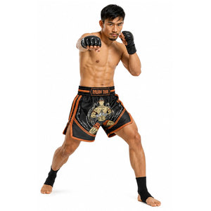 Pantalones Cortos de Muay Thai para Entrenamiento de Combate, Grappling, Artes Marciales, Kickboxing, Transpirables, Casuales, de Tela de Poliéster - Product Image 6