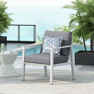 Fauteuil lounge moderne en aluminium argenté avec élégants accents en corde et coussins confortables pour les espaces intérieurs et extérieurs - Product Image 3