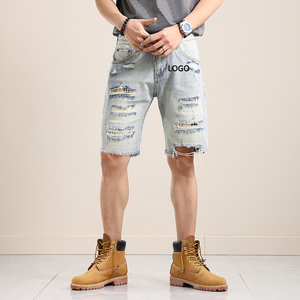 Shorts de mezclilla rectos, lavados, con efecto desgastado, tallas grandes, al por mayor, personalizados - Product Image 3