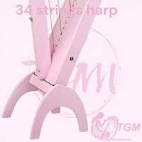 Large Size 36 Strings Lever Harp with Case & Tuning Key Elegant Vintage Style Floral Design Made Musical Instruments Harps