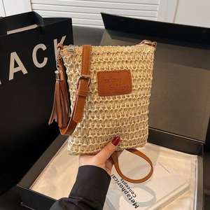 Bolso Bandolera de Paja Vintage para Mujer, con Cierre de Cremallera, para Uso Diario y Viajes - Product Image 1