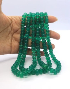 Cuentas de Calcedonia Verde Natural en Forma de Rondelle Lisa de 7mm y 10mm, Precio al por Mayor para Suministros de Joyería - Product Image 1