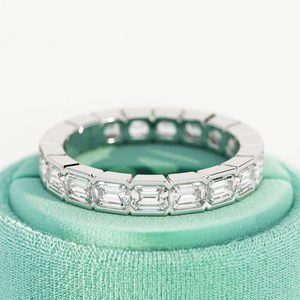2.5 Carat <b>Emerald</b> Cut Lab Grown Diamond Eternity <b>Ring</b> , Bezel Set <b>Emerald</b> Cut Eternity <b>Band</b> , Lab Diamonds Wedding <b>Band</b> - Product Image 2