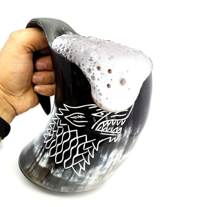 Jarra de Cuerno para Beber Estilo Vikingo Hecha a Mano - Regalo Auténtico y Único, Cuerno de Búfalo Real, Taza para Beber de Cuerno - Product Image 2