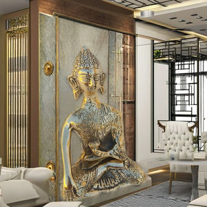 Statue de Bouddha en laiton poli, idole religieuse créative, décoration d'intérieur, style contemporain, nouveauté, prix d'usine en gros - Product Image 3