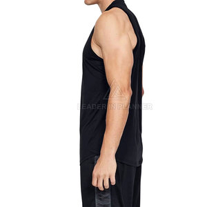 Men's <b>Black</b> Sleeveless Tank Top Solid Color Slim Fit Breathable Quick Dry Lightweight Cotton Knitted Casual Winter Wear - Product Image 3