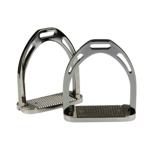 Estribos Sprenger de Acero Inoxidable con Almohadilla de Goma Negra y Detalles Azules para Uso Ecuestre - Product Image 3