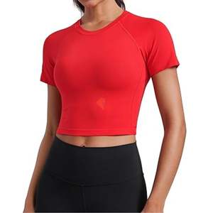 Camisetas de Yoga Cortas para Mujer, Color Marrón Oscuro, Estilo Boxy, Transpirables, de Secado Rápido, Compresión, para Gimnasio y Entrenamiento - Product Image 5