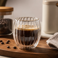 Tasse en verre borosilicate double paroi de 100 ml, faite à la main, sans plomb, isolée, pour café, thé, latte, expresso, réutilisable, en gros