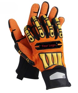 Gants de travail anti-coupure orange et noir avec revêtement de paume à pois, résistants aux chocs, avec doublure en Kevlar, niveau de protection anti-coupure ANSI/ISEA 6, sangle de poignet - Product Image 2
