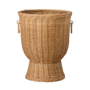 Pot de fleurs conique en rotin durable, panier à plantes décoratif en osier tressé avec base ouverte pour la décoration de la maison et du salon - Product Image 1