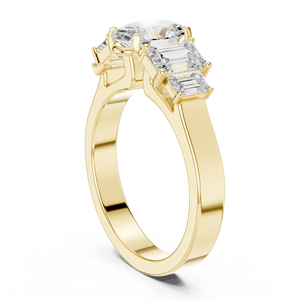 Luxury Oval Cut Three Stone Diamond Engagement <b>Ring</b> with Emerald Side Stones Gold <b>Custom</b> Fine Jewelry Manufacturer - Product Image 1