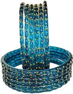 Ensemble de bracelets en verre décoratifs en forme de goutte de pluie, finition brillante, bijoux élégants pour mariages et festivals, en promotion - Product Image 1