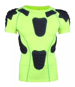 Camiseta de Compresión Acolchada Verde Neón para Hombre, Manga Corta, Cuello Redondo, Ajustada, Ropa Deportiva de Fútbol Americano - Product Image 4