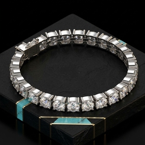 Glosbe & Co 6mm Moissanite Tennis Bracelet 14K Gold Plated GRA Certified Women <b>Men</b> Luxury Wholesale Fine Jewelry - Product Image 4