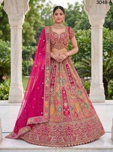 Rivaayat House Presents Heavy Work Embroidered A-Line Floor-Length Designer Bridal <b>Lehenga</b> Choli - Product Image 2