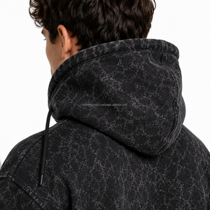 Sweat-shirts à capuche délavés pour hommes, style streetwear, 100% coton molletonné, décontractés, avec poche avant, coupe oversize, sweat à capuche délavé - Product Image 3