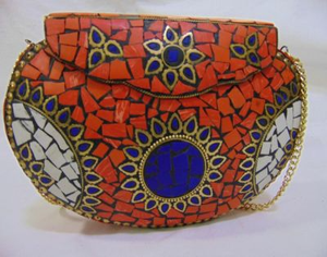 Bolsos de Mosaico con Forma de Dama en Metal Plateado FAIZA CRAFT Hechos a Medida, Flores de Perlas, Dos Correas Abiertas, Diseños Surtidos para el Hogar - Product Image 3