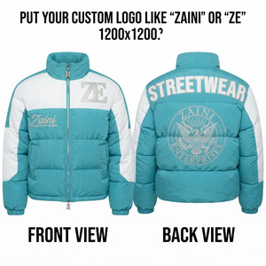 ZAINI Premium <b>Waterproof</b> Windproof 500 GSM Polyester Puffer Jacket Color Block Panels Thick Quilted Warm <b>Winter</b> <b>Coat</b> Outdoor - Product Image 1