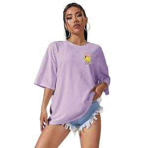 Camiseta de verano personalizada para mujer, informal, de gran tamaño, con palangre, hombros caídos, manga corta, cuello, apliques, decoración disponible en Tallas grandes - Product Image 1