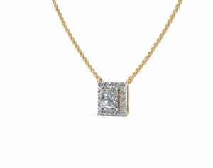 1.031 Carat Lab Grown Oval Cut Diamond Halo Pendant 17 Piece Square Shape Necklace 9K 14K 18K Yellow <b>Rose</b> <b>Gold</b> Jewelry - Product Image 6