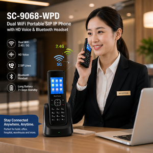 Teléfono IP Portátil SunComm SC-9068-WPD con WiFi Dual, Voz HD y Auriculares Bluetooth, Pantalla LCD a Color de 2.4 Pulgadas - Product Image 3