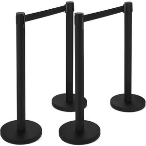 6 Postes de Acero Inoxidable Negros Retráctiles de 36 Pulgadas para Control de Acceso en Interiores y Exteriores - Product Image 6