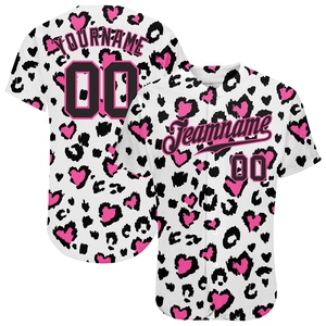 Vente en gros de maillots de baseball authentiques OMMIZ INDUSTRY personnalisés, motif 3D blanc, noir et rose, imprimé léopard, best-seller - Product Image 1