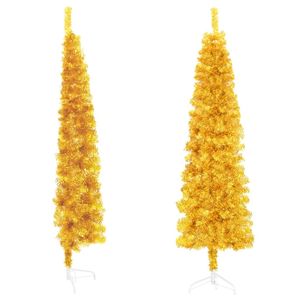 5 ft sottile oro artificiale metà albero di Natale con Stand elegante decorazione per le vacanze - Product Image 3