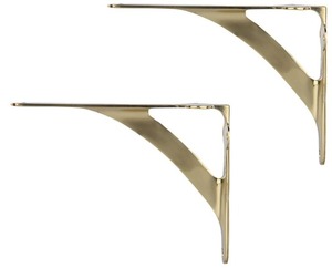 Satin Finish Brass Shelf Bracket for Modern <b>Floating</b> <b>Shelves</b> Elegant Home Office Decorative Hardware Accessories - Product Image 6