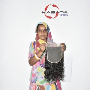 Extensiones de Cabello Indio Virgen Remy 7*7 con Cierre, Color Negro Natural, Ondulado Profundo, Cutícula Alineada, Frente de Encaje, Fácil de Aplicar, Venta al Por Mayor - Product Image 3