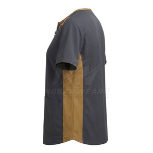Blouse médicale professionnelle avec fermeture éclair mi-longue, col montant, manches courtes et construction confortable pour le travail - Product Image 5
