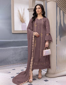 Indien à la mode renard Georgette brodé Kurti robe Dupatta costume de fête de mariage pour les femmes longue longueur au sol pour le travail en gros - Product Image 1