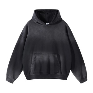 Sweat-shirt à capuche pour homme en coton molletonné délavé effet vintage - Product Image 1