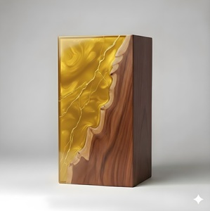 Solid Gold Resin & Wood Cremation Urn Modern Wood <b>Memorial</b> <b>Keepsake</b> Luxury Handcrafted Rosewood Urn Box - Product Image 1