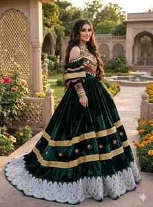 Afghani Bridal <b>Dress</b> Traditional Afghan Wedding Wear Hand Embroidered Luxury Bridal Gown Custom Design Wholesale Casual <b>Dresses</b> - Product Image 5