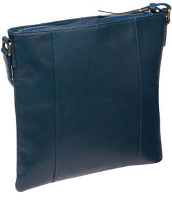 Bolso Bandolera Cruzado de Cuero Azul Genuino para Mujer con Cierre de Cremallera y Correa Ajustable y Estilo Moderno Minimalista - Product Image 3