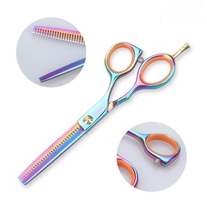 Tijeras de Entresacar Cabello Rainbow de Acero Inoxidable con 28 Dientes, Punta Afilada, para Diestros, Mango de Cerámica, Duraderas, para Uso en Salón - Product Image 4