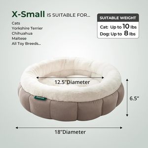 Luxury Solid Washable Round Cat Bed for Indoor Cats Cute Kitten Design with Anti-Slip Bottom 18 Inches Faux Fur - Product Image 3