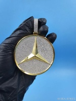 Pendentif Hip Hop Symbole Mercedes en Argent Massif 925, Breloque Étoile Moissanite Sertie, Plaqué Or Jaune, Unisexe, Idéal Soirées, Sans Nickel