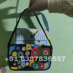 Sac à bandoulière perlé à la main en perles de rocaille colorées, concept de sac à main, vente en gros, personnalisé, pour parasol de plage - Product Image 4