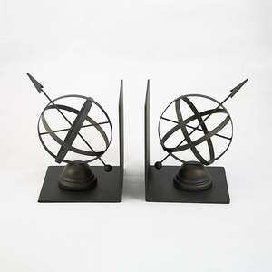 Private Branding Modern Armillary Shape Iron <b>Bookends</b> With Creative Form For Decorative And Functional Shelf Display - Product Image 1