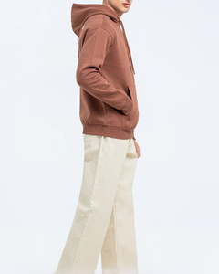 Sweat-shirt à capuche marron pour homme, coupe classique, en coton French Terry, pull décontracté, couleur unie, pour l'automne - Product Image 3