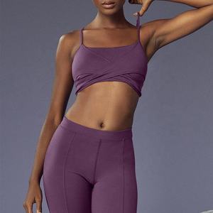 Women Plus Size Ivory Asymmetrical Neck <b>Spaghetti</b> Strap Sports Bra With Cut-Out Design Medium Support Yoga Activewear Seamless - Product Image 5